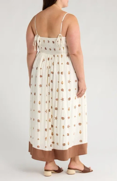 Sugarlips Cerise Shells Senia Flowy Midi Dress In Cream In White