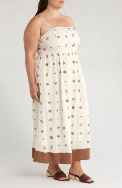 Sugarlips Cerise Shells Senia Flowy Midi Dress In Cream In White