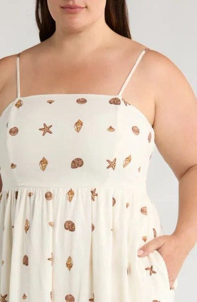 Sugarlips Cerise Shells Senia Flowy Midi Dress In Cream In White