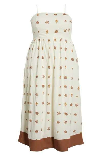 Sugarlips Cerise Shells Senia Flowy Midi Dress In Cream In White