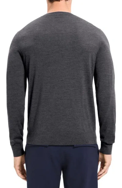 Theory Hilles Crew Sweater In Cashmere Charcoal Melange In Gray