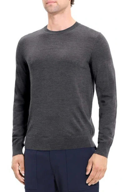 Theory Hilles Crew Sweater In Cashmere Charcoal Melange In Gray