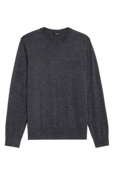 Theory Hilles Crew Sweater In Cashmere Charcoal Melange In Gray