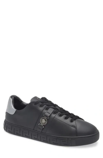 Versace Greca La Medusa-embellished Sneakers In Black