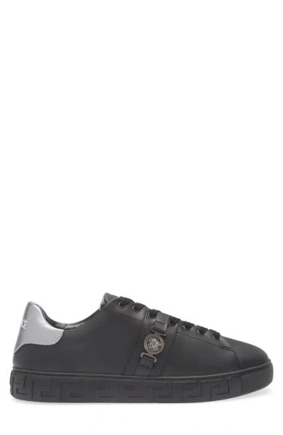 Versace Greca La Medusa-embellished Sneakers In Black