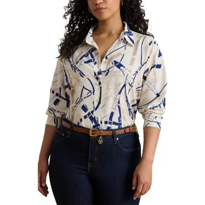 Ralph Lauren Lauren  Belting Print Classic Fit Crepe Button-up Shirt In Multi