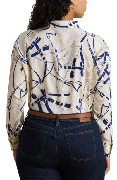 Ralph Lauren Lauren  Belting Print Classic Fit Crepe Button-up Shirt In Multi