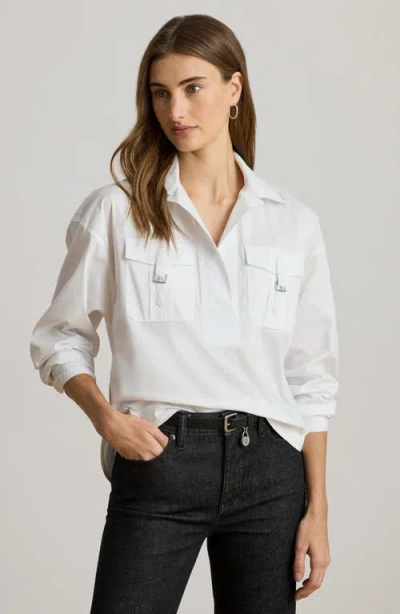 Ralph Lauren Women's Buckle-trim Cotton-blend Shirt In Multi
