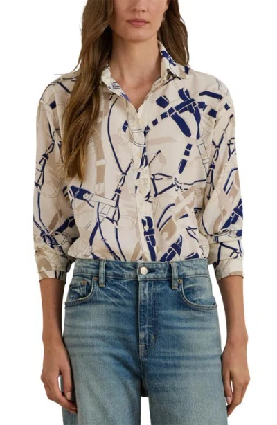Ralph Lauren Lauren  Belting Print Classic Fit Crepe Button-up Shirt In Multi