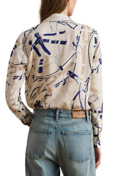 Ralph Lauren Lauren  Belting Print Classic Fit Crepe Button-up Shirt In Multi