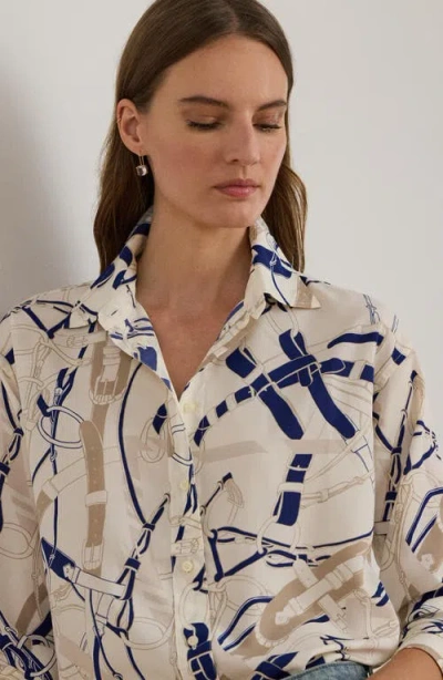 Ralph Lauren Lauren  Belting Print Classic Fit Crepe Button-up Shirt In Multi