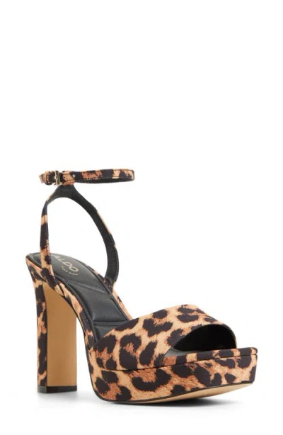 Aldo Chicgleam Ankle Strap Platform Sandal In Animal Print