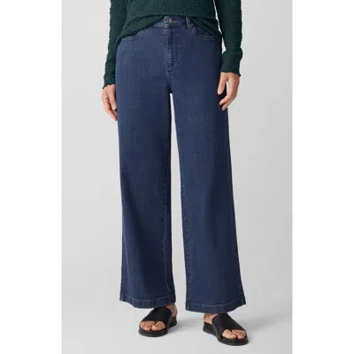 Eileen Fisher High Rise Ankle Straight Leg Jeans In Medium Indigo In Blue
