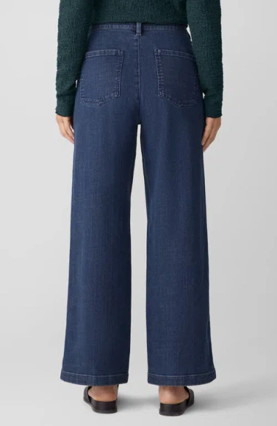 Eileen Fisher High Rise Ankle Straight Leg Jeans In Medium Indigo In Blue