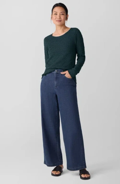 Eileen Fisher High Rise Ankle Straight Leg Jeans In Medium Indigo In Blue