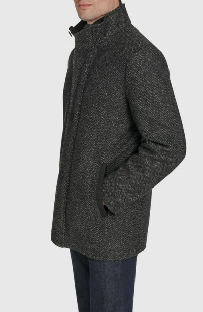 Andrew Marc Dorsey Plaid Wool Blend Car Coat In Black