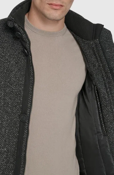 Andrew Marc Dorsey Plaid Wool Blend Car Coat In Black