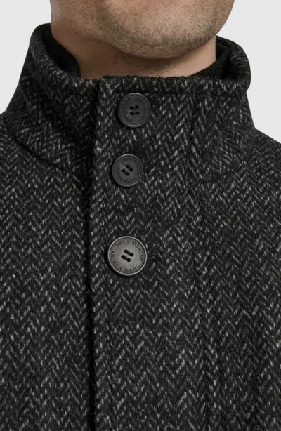 Andrew Marc Dorsey Plaid Wool Blend Car Coat In Black