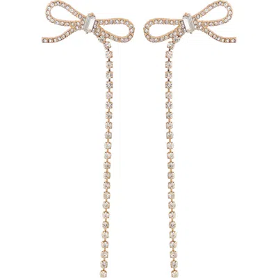 Panacea Pavé Cubic Zirconia Bow Drop Earrings In Gold