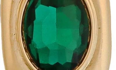 Panacea Green Cubic Zirconia Square Stud Earrings In Gold