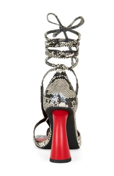 Azalea Wang Buiky Snakeskin Embossed Ankle Wrap Pump In Animal Print