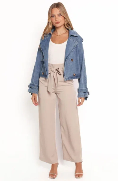 Petal And Pup Petal & Pup Westwood Double Breasted Crop Denim Jacket In Blue