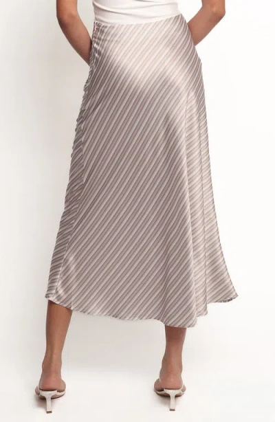 Petal And Pup Petal & Pup Corrina Satin Midi Skirt In Gray