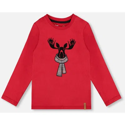 Deux Par Deux Jersey T-shirt With Moose In Red