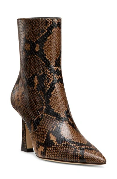Stuart Weitzman Vinnie Snake-printed Leather Booties In Brown