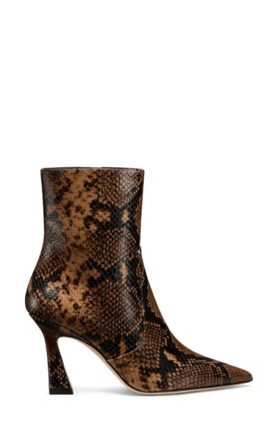 Stuart Weitzman Vinnie Snake-printed Leather Booties In Brown