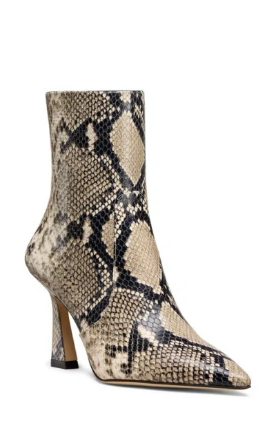 Stuart Weitzman Vinnie Snake-printed Leather Booties In Gray