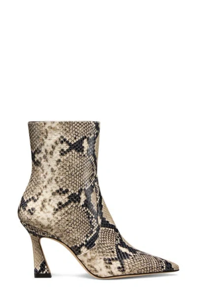 Stuart Weitzman Vinnie Snake-printed Leather Booties In Gray