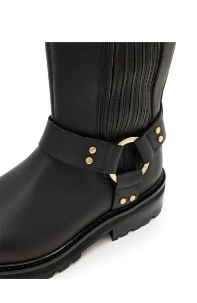 Allsaints Maddie Knee High Leather Boots In Black