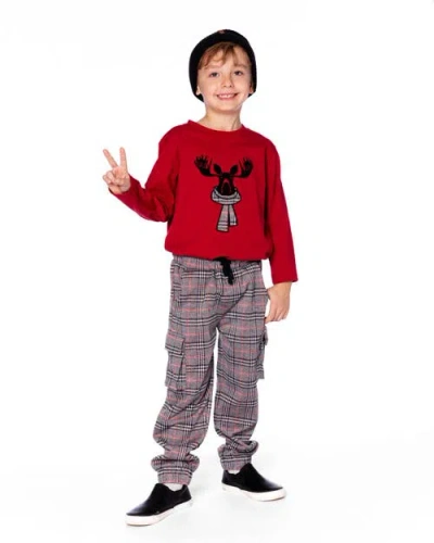 Deux Par Deux Jersey T-shirt With Moose In Red