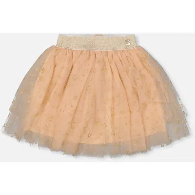 Deux Par Deux Multi Layer Glittering Mesh Skirt In Gold