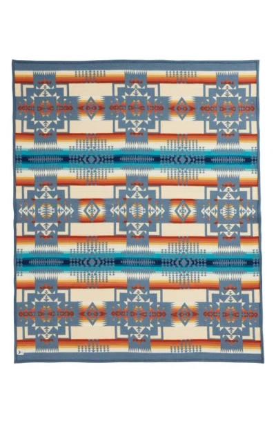 Pendleton Chief Joseph Wool Blend Jacquard Blanket In Blue