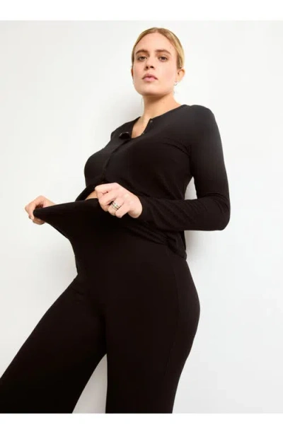 Hatch Collection The Softest Rib Over Under Relaxed Pant In Black