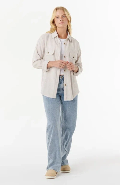 Rip Curl High Tide Fleece Button-up Shacket In Gray