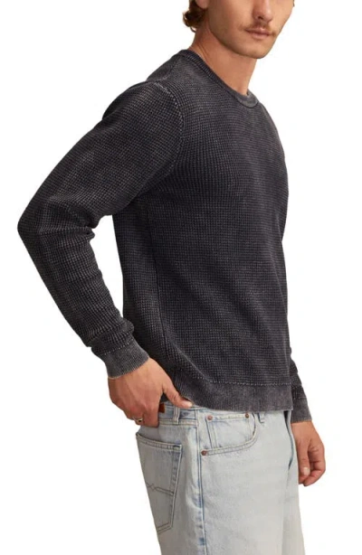 Lucky Brand Waffle Cotton & Linen Crewneck Sweater In Black