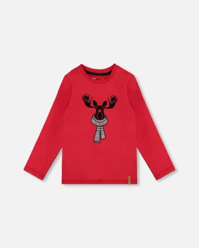Deux Par Deux Jersey T-shirt With Moose In Red