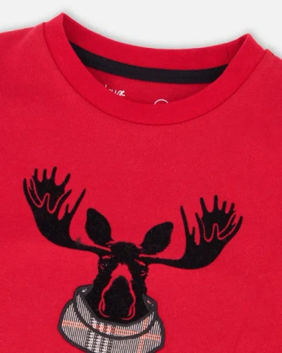 Deux Par Deux Jersey T-shirt With Moose In Red