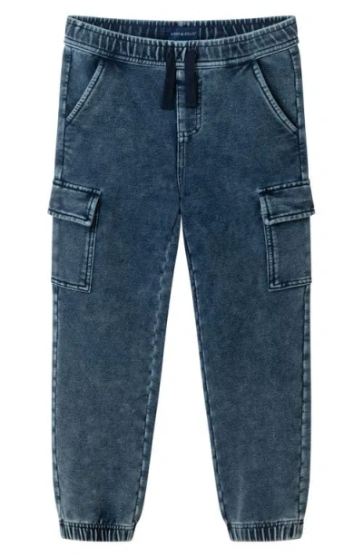 Andy & Evan Kids' Button-up Shirt & Denim Joggers Set In Multi