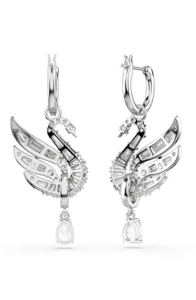 Swarovski Swan Vienna Rhodium Plated Earrings In Silver
