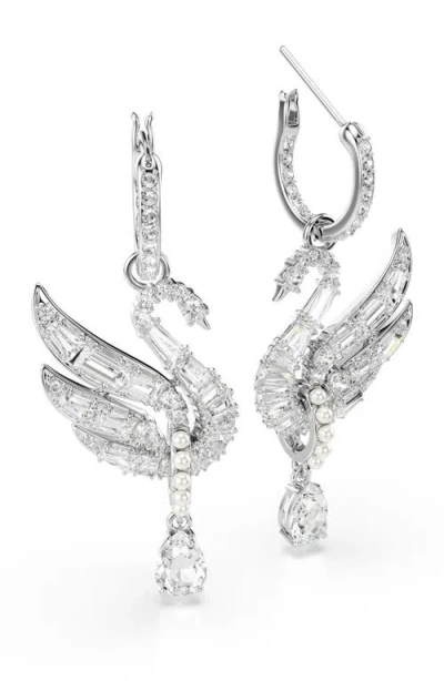 Swarovski Swan Vienna Rhodium Plated Earrings In Silver