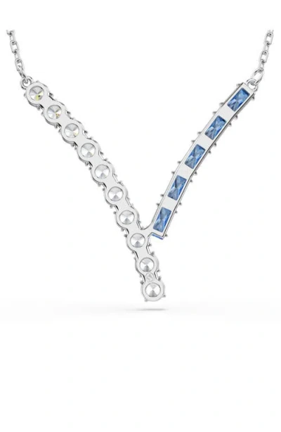Swarovski Matrix Rhodium Plated Pendant Necklace In Blue