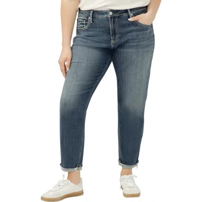 Silver Jeans Co. Plus Size Boyfriend Mid Rise Slim Leg Jeans In Blue