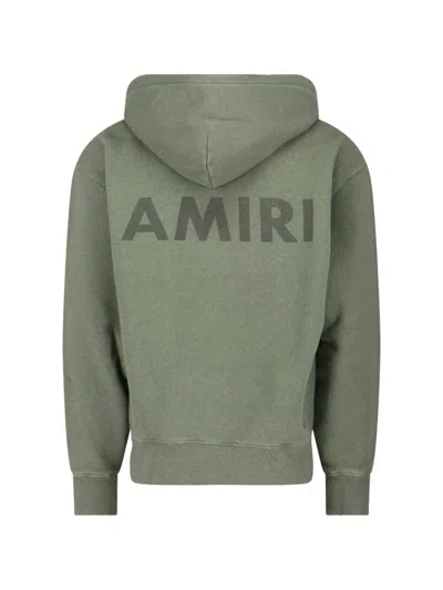 Amiri Cotton Sweatshirt Hooded Kangaroo Pocket In Green