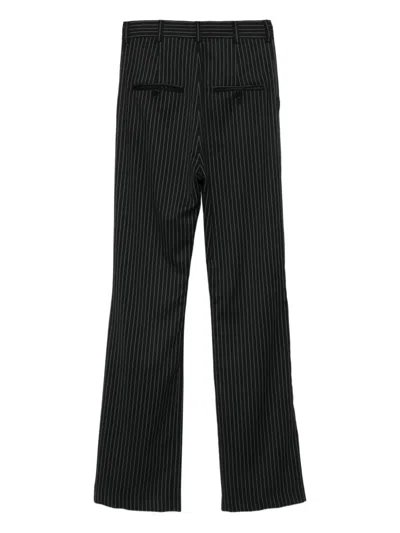 Almaz Pinstripe Knee-split Trousers In Black