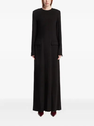Totême Womens Toteme Cable-knit Round Neck Wool Maxi Dress In Black
