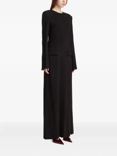 Totême Womens Toteme Cable-knit Round Neck Wool Maxi Dress In Black